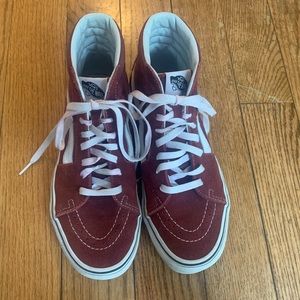 Vans Sk8-Hi high top suede sneakers.